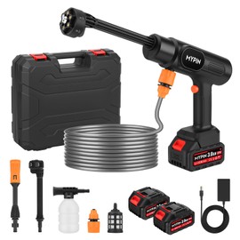 Portable Cordless Pressure Washer, 600 PSI 21V Rechargeable Two Batteries Powered Pressure Washer,6-in-1 Nozzle with Standard Nozzle for Car Floor Wall Fence Cleaning