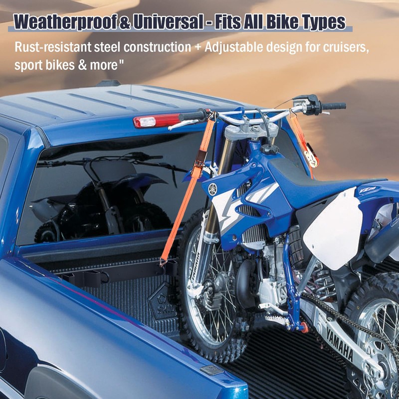 LMRSTOO Adjustable Motorcycle Tie-Down Rack forFull Size Pickups,Adjustable Width from