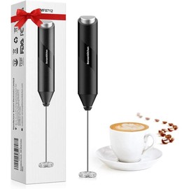 Bonsenkitchen Handheld Milk Frother,Electric Foam Maker with Stainless Steel Whisk,Battery Operated Drink Mixer for Coffee, Lattes,Cappuccinos,Matcha