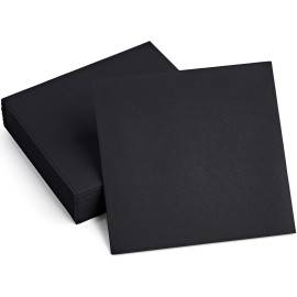 BloominGoods 100 Linen-Feel Colored Paper Napkins - Decorative Cloth-Like 13 x 13, Black