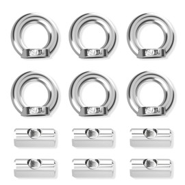 kcrnw 12 pcs M4 Lifting Eye Nut Barrel Nuts and Slotted Dowel Bolts 304 Stainless Steel Female Thread Nuts Fastener Shoulder Metric Ring for Marine Furniture Bed Cot Chairs Crib Caravan Motorhome