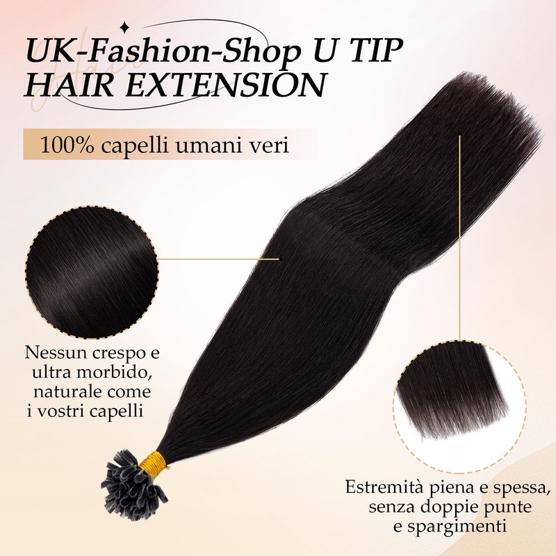 U-Tip Real Hair Bondings Extensions, 50 cm, Dark Brown #2