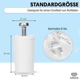 8 White Roller Shutter Stops 40 mm for PVC Roller Shutters Each Roller Shutter Stopper Contains Everything Necessary for Assembly, Washers and Screws