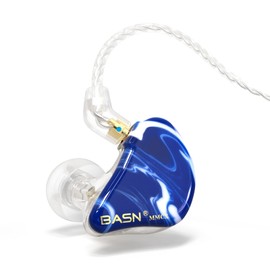 BASN MMCX - Auriculares para monitor de oído, con aislamiento de ruido triple para músicos, con 2 cables desmontables actualizados (azul hielo)