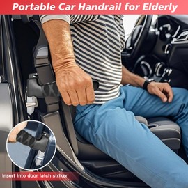 Tesheer 2-Packs Car Door Handle for Elderly Car Handle Assist with Forged Steel Door Handle Car Window Breaker Seat Belt Cutter for Car Accessories (Black)