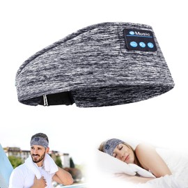 Sleep Headphones Bluetooth Sports Headband, Adjustable Wireless Bluetooth 5.2 Music Sleeping Headbands with Ultra-Thin HD Stereo Speakers Perfect for Workout, Jogging, Yoga, Insomnia, Air Travel Gray