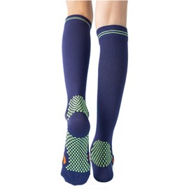 Dress Cici Stripes Graduated Compression Socks for Men, Dots Knee High Medium Compression Sock for Athletic Running (3 Pairs: Navy)