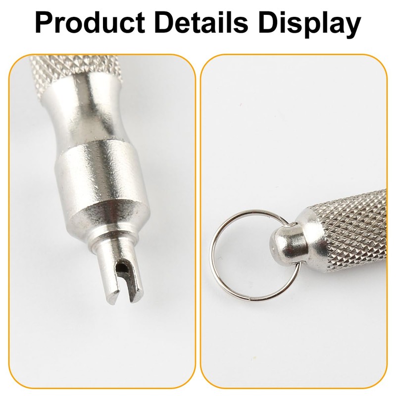 Lotsdonxia 2 Pcs Stainless Steel Valve Core Removal Tool Keychain