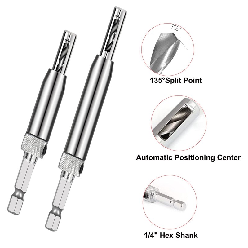 Lyshujli 7Pcs Self Centering Hinge Drill Bit Set, 1/4" Hex