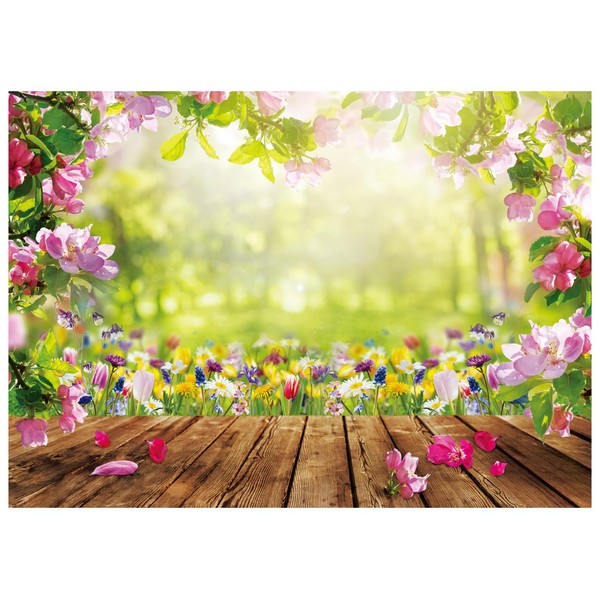 AIIKES 8x6FT Spring Photography Backdrop Spring Natural Scenery Flower Backdrop