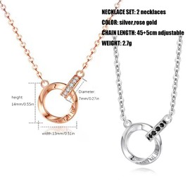 Qimily Platinum Plated Sterling Silver Pendant Necklace set,Cubic Zirconia Pendant Necklace pack for Women and Girls