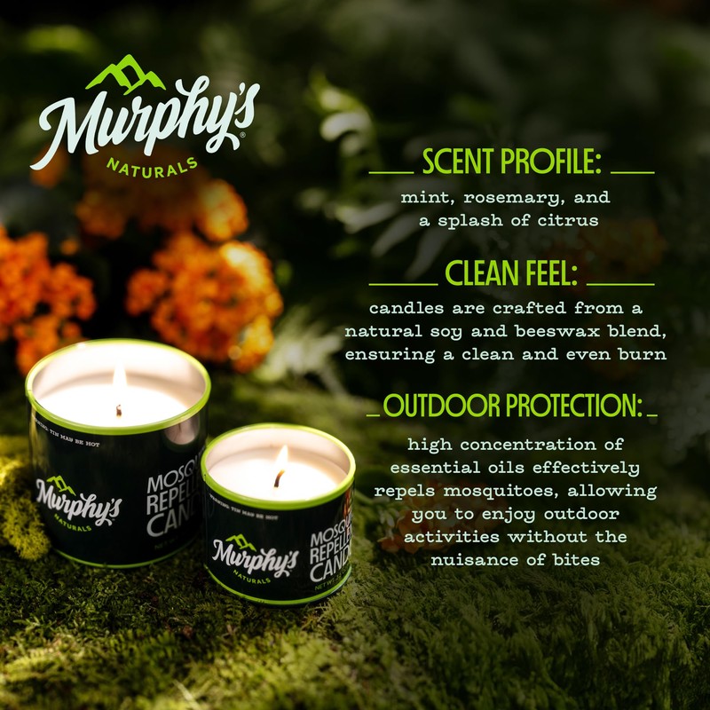 Murphy's Naturals Mosquito Bug Repellent Candles for Outdoor Patio, Citronella
