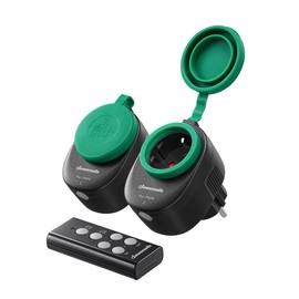 DEWENWILS Outdoor Radio Sockets with Remote Control, 16 A, 3680 W, IP44 Outdoor Socket with Remote Control, 2 Sockets with Remote Control for Holiday Decoration, 30 m Range, Programmable, Waterproof