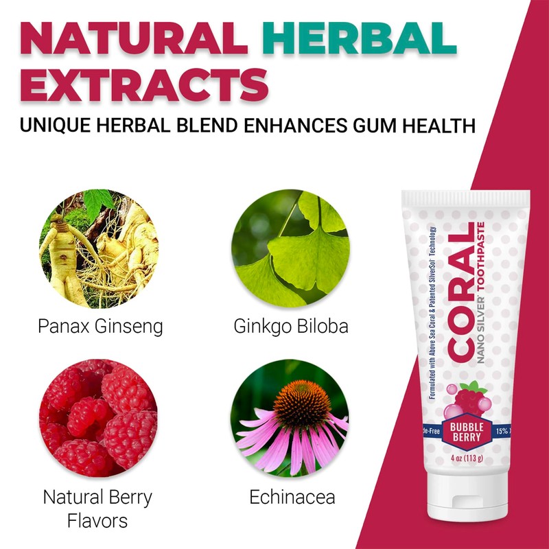 Coral Nano Silver Bubble Berry Kids Toothpaste, Natural Fluoride Free