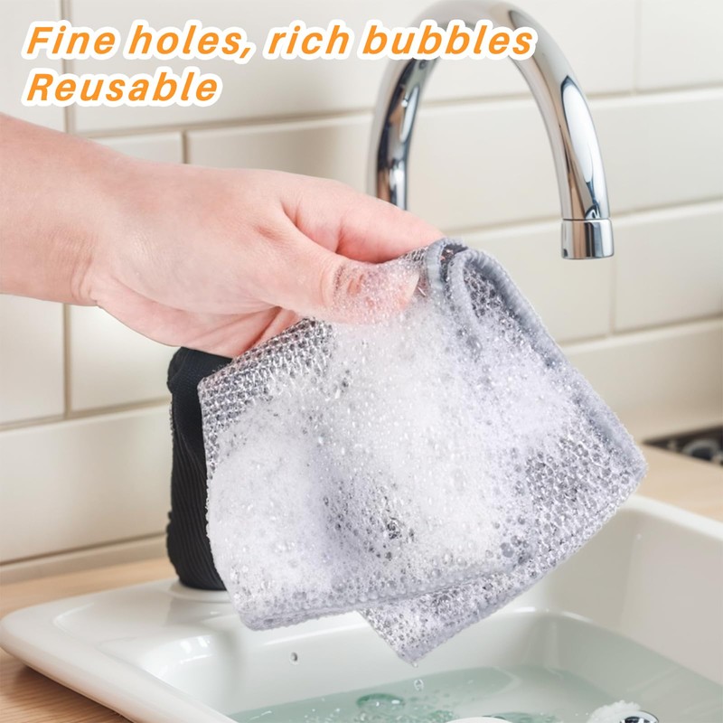 Multipurpose Double Layer Non Scratch Scrubbing Wire Dishwashing Rags for