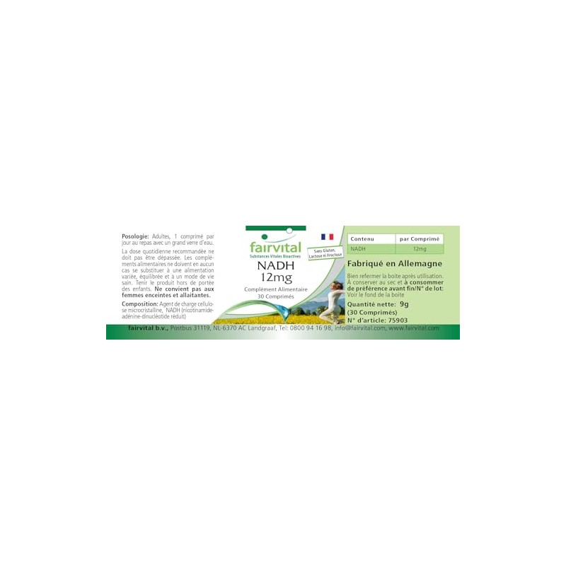 Fairvital | NADH 12mg - 30 Tabletten - HOCHDOSIERT -