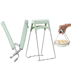 2 Pack Kitchen Hot Plate Gripper, Stainless Steel Bowl Clip, Kitchen Tongs Bowl Dish Pan Clips Tongs，Anti-Hot Bowl Dish Clip - Avoid Scalding Kitchenware Set (Light Green)