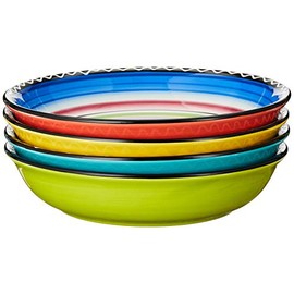 Certified International Tequila Sunrise Soup/Pasta Bowl, 9.25-Inch, Assorted Designs, Set of 4