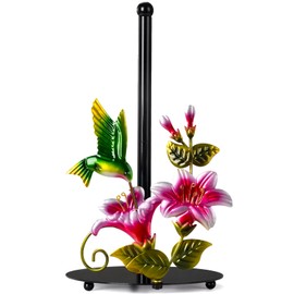 Shinlar Hummingbird Paper Towel Holder Countertop - Flower and Hummingbird Decor Farmhouse Kitchen Decor and Accessories, Hummingbird Gifts for Women Hummingbird Lovers Mom Grandma, Metal
