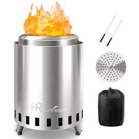 HavRixor Table Top Fire Pit with Stand - 9.8x7.1 Inch Low Smoke Camping Outdoor Table Top Fire Pit, Fueled by Pellets or Wood, Portable Mini Fire Pit with Travel Bag