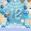 18th Birthday Decorations Blue White Gold,18th Birthday Balloons with Happy