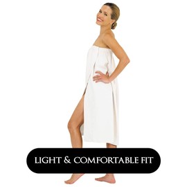 Canyon Rose Waffle Weave Long Spa Wrap, Simple Body Wrap, Luxurious Waffle Weave Knit, One Size Fits Most, Generous Length, Elasticized Top with Touch-and-close Fasteners at Top and Waist, White