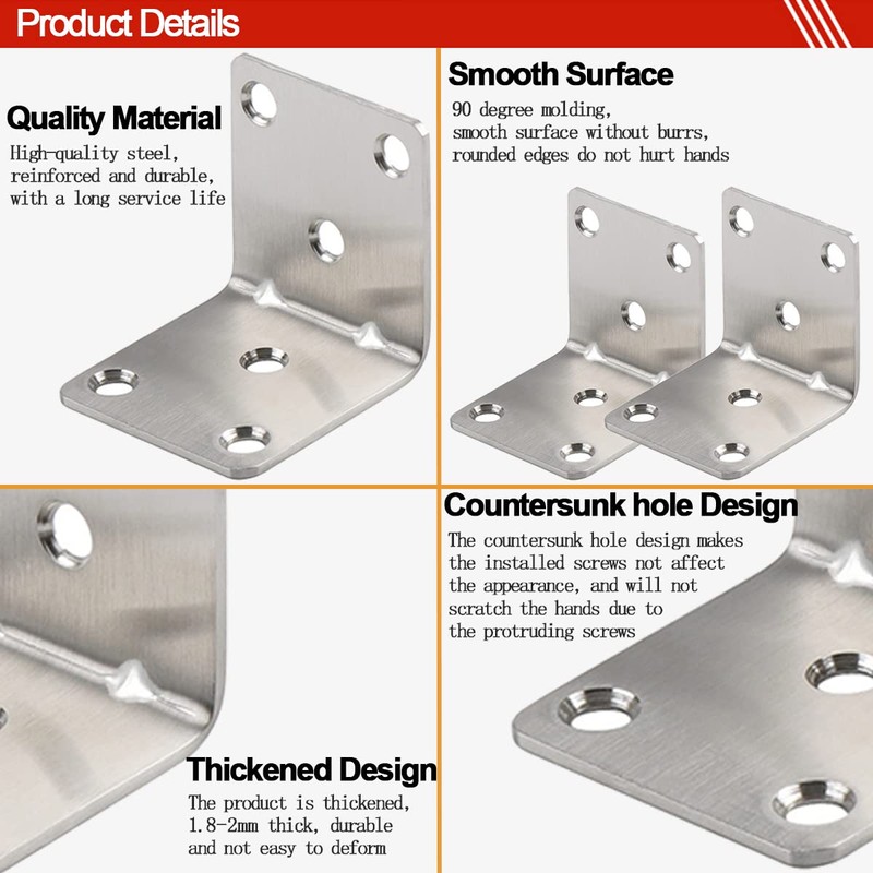 AYSUM Corner Bracket, 20 Pack Heavy Duty Iron Angle Brace,