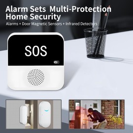 eMylo WiFi Smart Alarm Kit, Home Security Alarm System, 4 Pieces (Alarm + IR + Door Magnet + Remote Control), Compatible with Smart Life and Tuya App, Suitable for House, Apartment