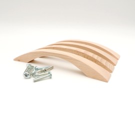 JOWE Set of 4 furniture handles made of oak, including fittings, drawer handle / door handle made of oak, length 17.5 cm, drilling distance 12.8 cm (untreated beech)