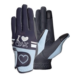 AK Love Horse Riding Gloves Ladies, Men & Kids Equestrian Gloves For All Season (Navy/Sky, 3XS)