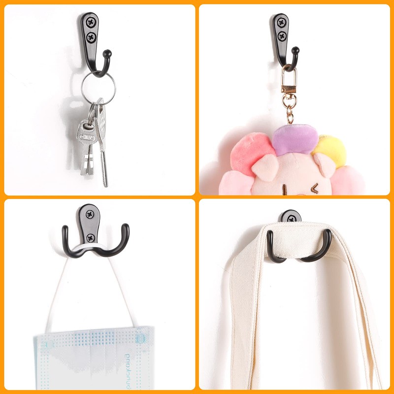 NBFBA Pack of 20 Coat Hooks, 10 Double Hooks and