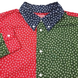 KENZO $395 KENZO Color-Block Floral Printed Sport Shirt Mens Size (40 cm 15 3/4) Large