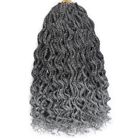 150 Strands Goddess Box Braids Crochet Hair Pre Looped Grey Ombre Curly Crochet Braids Pre Braided Box Braid 5 Packs Wavy Crochet Braiding Hair for Women