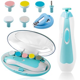 Lima de Uñas Bebe,Cuidado de Uñas del Bebé Kit,Pulidor de Uñas para Bebés Cortaúñas Versátiles con Luz LED,Cuidado de Uñas de Manos y Pies (Azul)