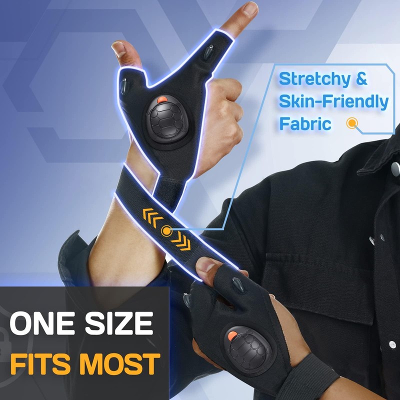 PARIGO Flashlight Gloves for Men Rechargeable (1 Pair) Stocking Stuffers
