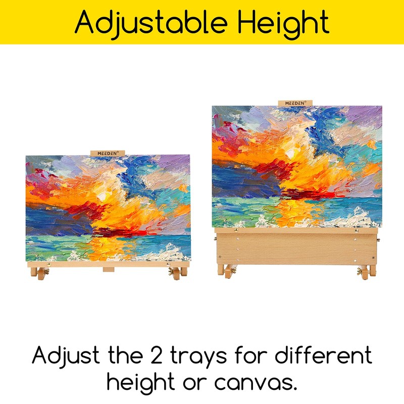 MEEDEN Large Drawing Board Easel, Solid Beech Wooden Tabletop H-Frame