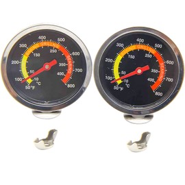 BBQ Thermometer Gauge, 2 Pack 50 to 800F BBQ Barbecue Charcoal Grill Pit Wood Smoker Temperature Gauge Grill Pit Thermometer Fahrenheit for Barbecue Meat Cooking Beef Pork Lamb