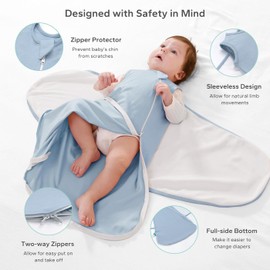 Baby Sleep Sack Swaddles Newborn - Toddler Wearable Blanket 0-3 3-6 6-12 Months Newborns - Organic Cotton Muslin Sleeping Sacks Bag 1.0 Tog for 0 1 2 3 4 5 6 7 8 9 10 11 12 Month Infant Girl Boy Gifts