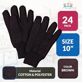 ABC PACK & SUPPLY Guantes de jersey marrón para hombres y mujeres. Guantes de trabajo de jersey marrón. Guantes de jardín de poliéster y algodón