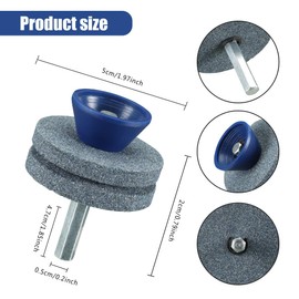 【New】 Universal Wear Resistant Lawn Mower Blade Sharpener, Quality Double Layer Corundum Lawn Mower Blade Sharpener for Any Power Drill Hand Drill, Double-Layer Grindstone Not Easy Damage-(Gray)