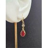 Unbranded Huggie Drop Earrings 18K Gold with Red Ruby Cubic