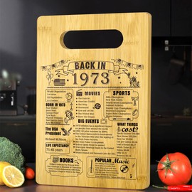 52th Birthday Gifts For Women or Men, Back In 1973 Cutting Board 52th Birthday Decorations, 52 Year Old Anniversary Birthday Gifts