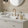 4.55" Travertine Qtip Swab Holder Easy-Lift Lid Bathroom Storage Canister