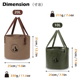 TRIWONDER Collapsible Bucket Folding Water Bucket Foldable Outdoor Pail Wash Basin Portable Lightweight Bucket for Camping Picnic Fishing Gardening Traveling (Army Green, 20L)