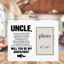 YLKJSTYS Godfather Proposal Gift Photo Frame, Will You Be My Godfather Wooden Photo Frame (4 x 6 Inch Photo)