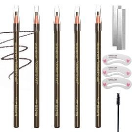 Waterproof Eyebrow Pencil Set, Light Brown, 5 Pencils With Brow Tools
