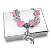 Girls Pink Sparkly Unicorn Charm Bracelet with Gift Box (1.