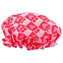SMUG Shower Cap - Waterproof Shower Cap with Elastic Lining - Three Prints Available - Showers, Cooking, Spa Salon, Sleeping, Makeup - Shower Caps For Women UK Long Hair Short Hair - Sweet Cherry