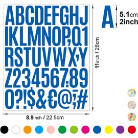 2 Inch Letter Stickers – 400PCS Alphabet & Number Vinyl Decals, 8 Sheets for DIY Crafts, Bottles, Cup Names, Walls, Notebooks, Organizers, Bulletin Boards