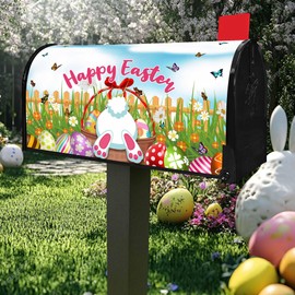 Putware Easter Mailbox Covers Magnetic Standard Size 21" X 18" Waterproof Welcome Happy Easter Bunny Mailbox Wraps Post Letter Box Cover for Garden Yard Home Decor Outdoor Decorations (Easter 1, 21" x 18")
